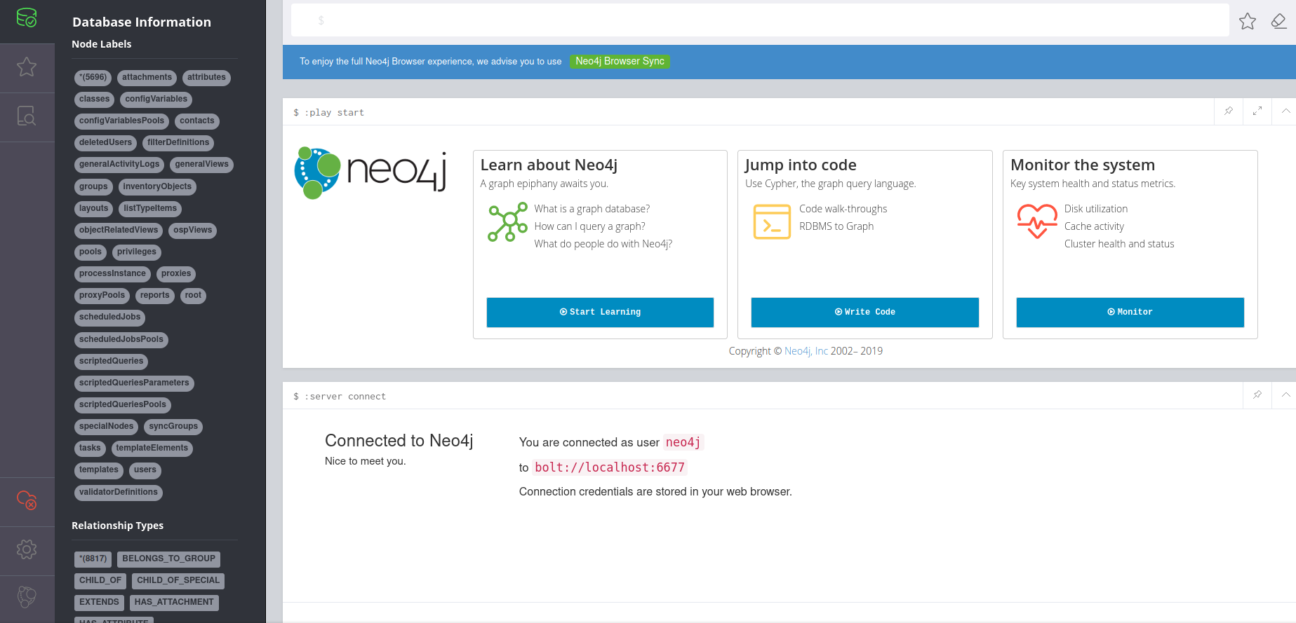 Neo4J browser Cypher prompt