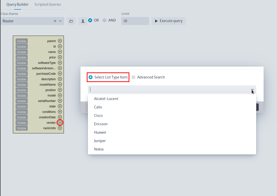 Queries Select List Type