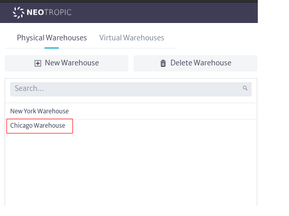 New Physical warehouse