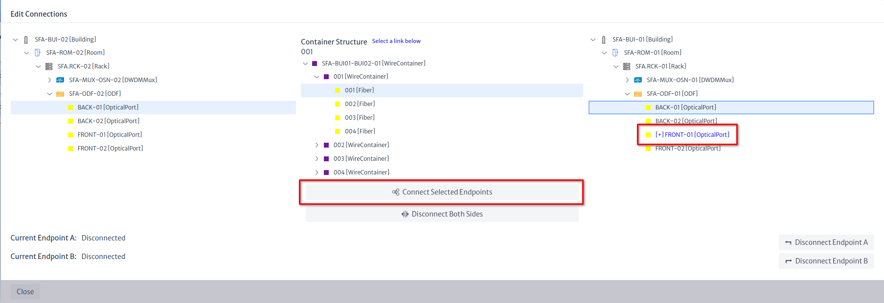 Connecting the links in an imported container